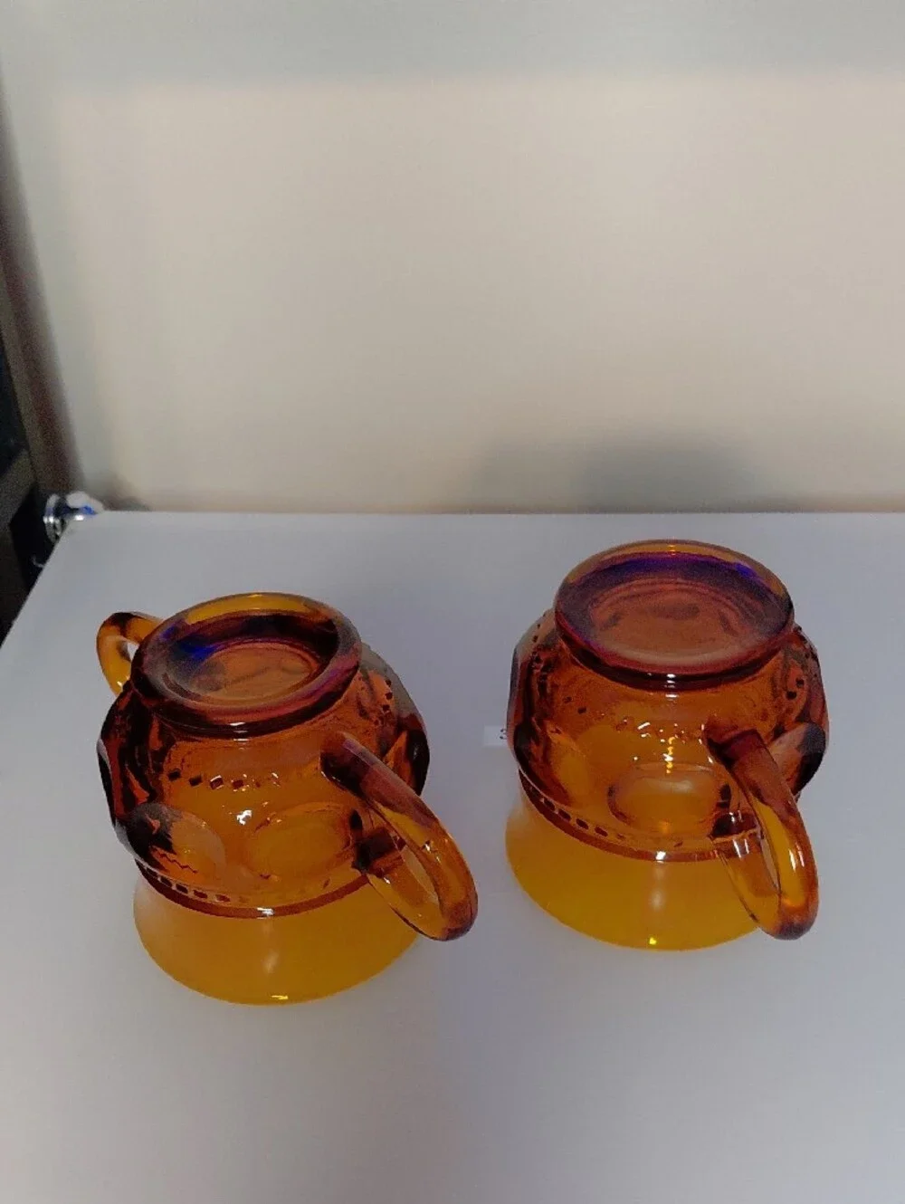 Amber Glass Creamer and Sugar Set - Vintage Style